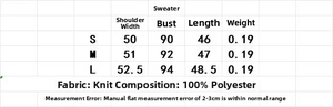Tableau détaillé des tailles pour le gilet en maille jacquard avec mesures et polyester