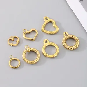 Accessoires De Bijoux DIY En Acier Inoxydable Pour Collier Bracelet Connecteurs Forme Coeur Rond Hip Hop Gothique