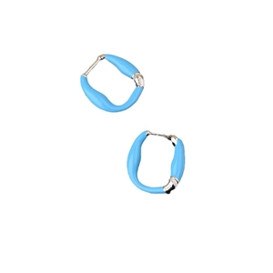Sky blue enamel 925 sterling silver earrings with elegant minimalist French style design