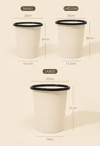 Dimensiones y tamaños detallados para cubos de basura pequeños, medianos y grandes