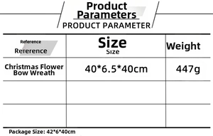 Detailed size specifications for a 40cm Christmas wreath with red bows and festive balls