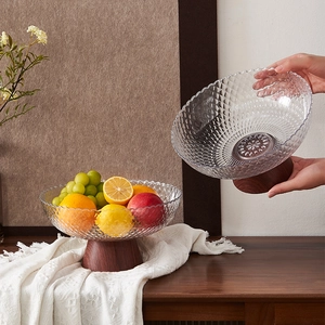 High Footed Fruit Bowl Vintage Style Plastic Drainable Serving Tray For Snacks Candy Desktop Decor