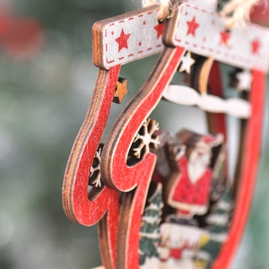 Wooden Christmas glove pendant featuring Santa Claus and stars for festive tree decoration