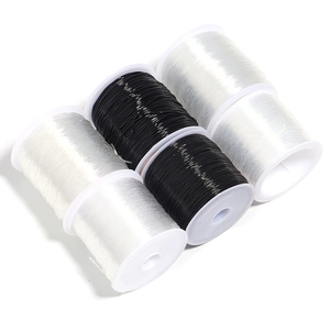 Elastic beaded crystal cord for DIY jewelry making in clear and black spools