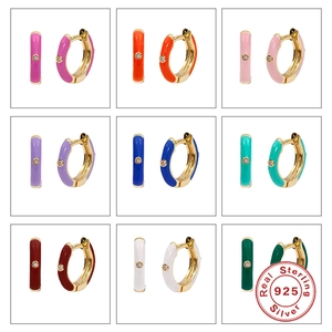 Colorful Enamel Round Hoop Earrings With 925 Sterling Silver And Sparkling Zircon Fashion Jewelry For Women
