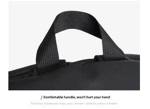 Detailansicht des verstärkten Nylon-Tragegriffs an einem matten Laptop-Rucksack