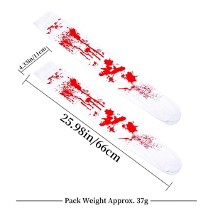 Halloween bloody stockings with red blood splatter print, 66cm length for holiday decor