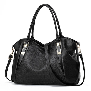 Women Fashion Tote Bag PU Leather Crocodile Pattern Large Capacity Handbag With Detachable Shoulder Strap Office Elegant