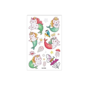 Waterproof luminous cartoon mermaid cat temporary tattoos for kids featuring glowing stickers