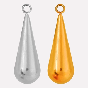 Polished gold and silver teardrop pendants with closed loop rings for jewelry making