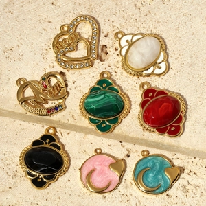 French tree of life gold titanium steel pendants with colorful enamel dripping oil motifs