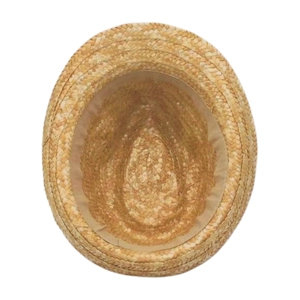 Chapeau fedora en paille à bord court avec tissage respirant de couleur beige naturel