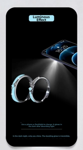 Glow in the dark sterling silver couple rings with star pattern and zircon inlay