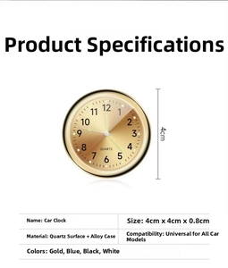 Car quartz clock 40mm diameter with alloy case and quartz glass mirror dimensions guide