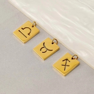18K gold plated stainless steel 12 zodiac pendant necklaces with Libra Taurus and Sagittarius