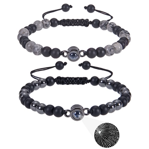Bracelet De Projection Perles En Pierre Naturelle Multilingue I Love You Corde Tressée Ajustable Bijoux Romantiques Pour Couples