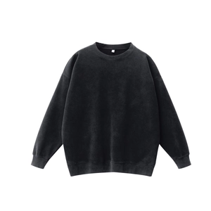 Felpa girocollo oversize grigio antracite con spalle scese e lavaggio vintage