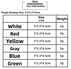 Size chart showing dimensions for cute knitted Christmas hat hair clips in multiple colors