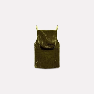 Velvet Camisole Tank Top With Back Bow Detail Square Neck Slim Fit Retro Style Sleeveless Shirt For Women