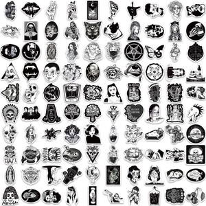 200pcs Gothic black and white vinyl stickers for laptop and guitar waterproof set