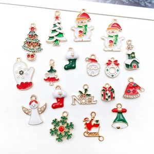 Christmas alloy enamel charms set with Santa gloves and socks for DIY jewelry making