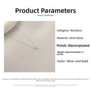 Detailed specifications of S925 sterling silver water drop necklace with zircon pendant
