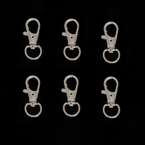 Set of six silver alloy lobster clasps for DIY keychains and bag charm accessories