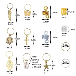 150pcs gold and silver dreadlock accessories with metal feathers and stars charms