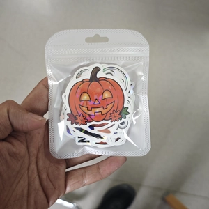 Halloween laser sticker pack with pumpkin and ghost designs in a clear zipper bag