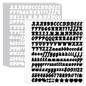 Black and white 0.5-inch vinyl alphabet stickers for DIY crafts and scrapbooking