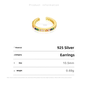 Détails techniques du ear cuff en argent 925 avec pierres précieuses colorées