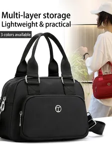 Women Nylon Handbag Multi Pocket Crossbody Bag Waterproof Casual Travel Shoulder Bag With Adjustable Strap Fashion