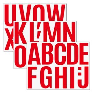 Close-up of 4-inch red capital letter stickers for DIY wall and car decoration