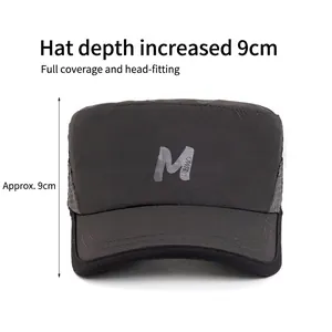 Schnelltrocknende Militärkappe in Dunkelgrau mit M-Logo und 9cm tiefer Kronenkonstruktion