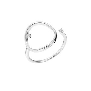 Minimalistischer S925 Sterlingsilber Ring mit glitzernden Zirkonia-Steinen, verstellbar