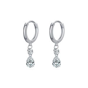 Élégantes boucles d'oreilles créoles en argent s925 avec pendentifs zircon goutte d'eau