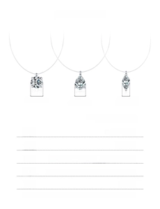 Detail view of S925 silver necklaces with round, drop, and marquise moissanite pendants