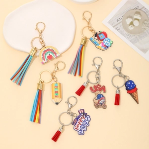 Holz Schlüsselanhänger Quaste Anhänger USA Unabhängigkeitstag Eiscreme Gnom Lehrer Wertschätzung Schule Thema Schlüsselring Ornament
