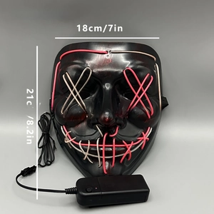 Detail view of the LED mask showing 18x21cm dimensions and 87g weight specifications