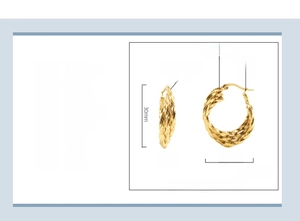 Detailed size chart of 18K gold plated stainless steel twisted hoop earrings, 30x25mm