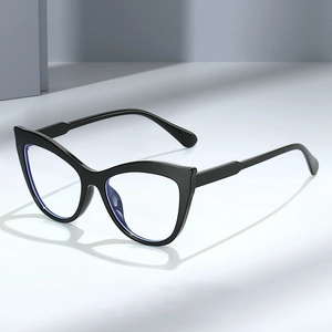 Retro black cat-eye anti-blue light glasses for women with a stylish minimalist frame