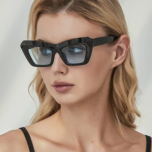 Retro Cat Eye Sunglasses UV400 Protection Thick Geometric PC Frame AC Lens Trendy Outdoor Street Style For Women