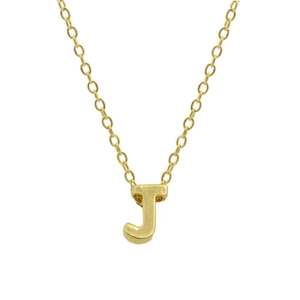 Detailed view of 925 sterling silver golden pendant featuring the letter J necklace