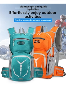 Detailed view of lightweight hydration cycling backpack with reflective safety features
