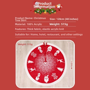 Détails de la jupe de sapin de Noël rouge de 120 cm en acrylique avec motifs tricotés