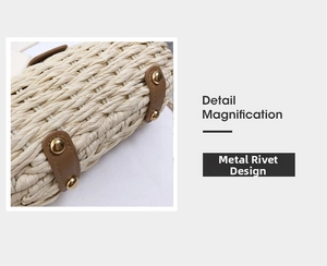 Dettaglio dei rivetti in metallo e della trama intrecciata della borsa da mare