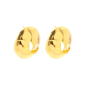 Orecchini a cerchio intrecciati minimalisti placcati oro 18K con finitura lucida