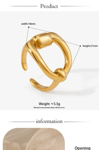 Spécifications détaillées de taille pour la bague torsadée en acier doré