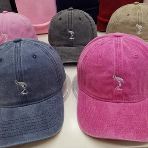 Vintage Washed Cotton Flamingo Embroidered Baseball Cap For Women Men Distressed Outdoor Adjustable Casual Sun Hat