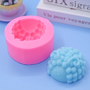 Detailed pink silicone lamb mold with 3D texture for chocolate and cake DIY projects